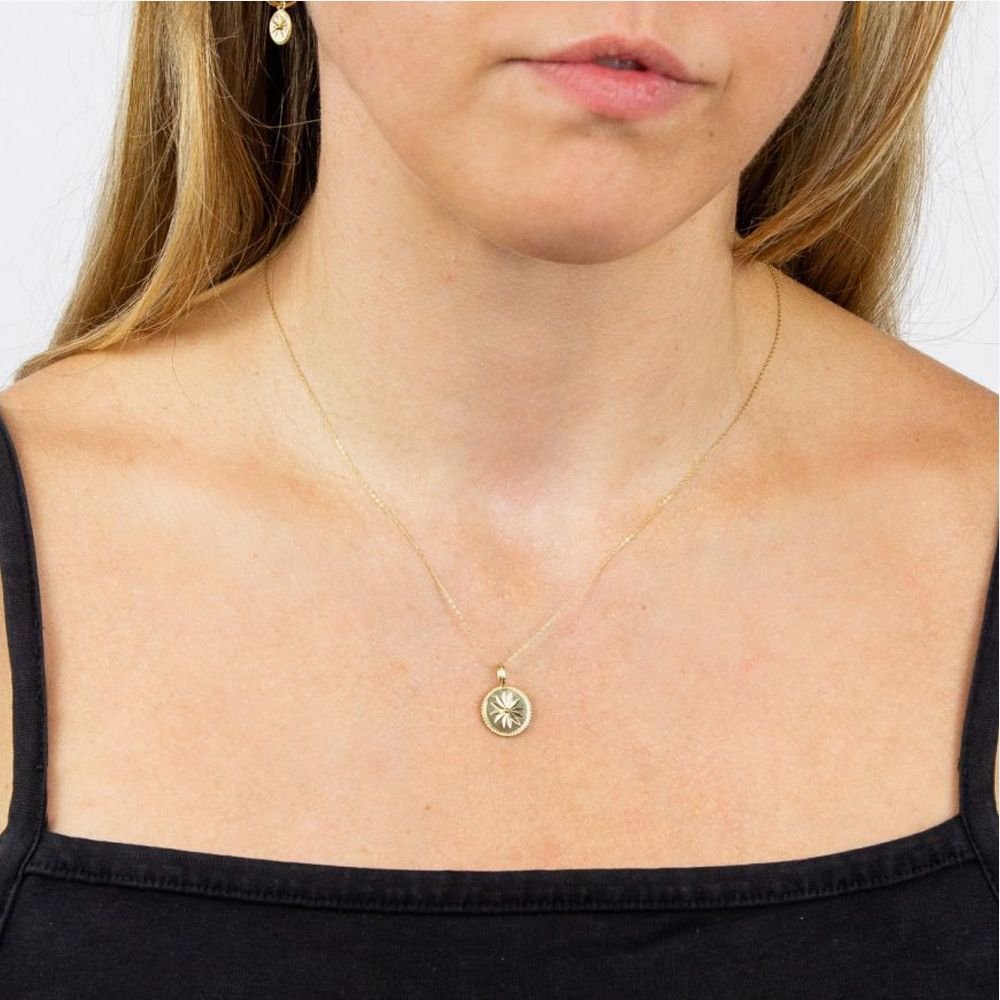 T.H.Baker T.H.Baker Women's 9ct Yellow Gold Wellness Symbol Necklace GP2281 GN141 - 2