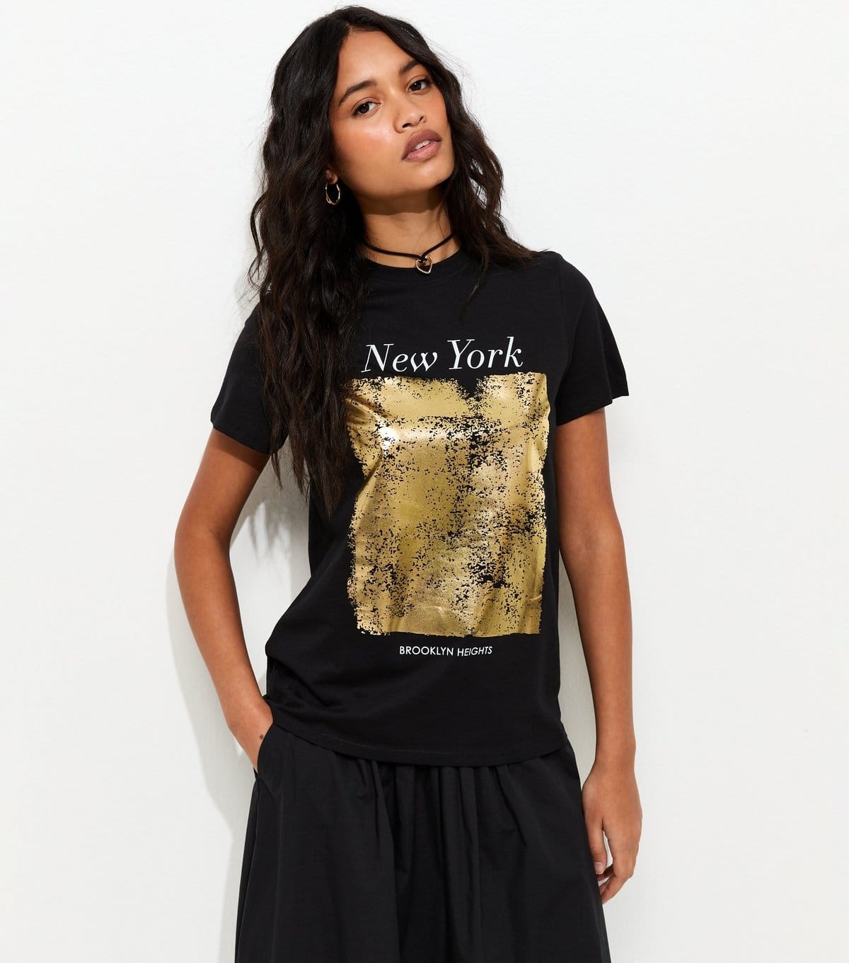 New Look Black Foil Graphic Relaxed T-Shirt