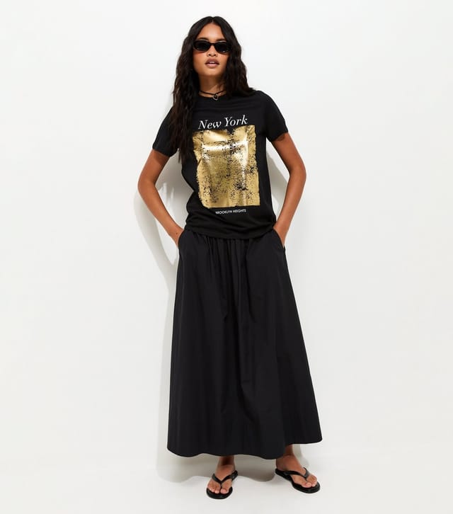 New Look Women's Black New York Foil Relaxed T-Shirt New Look - 3