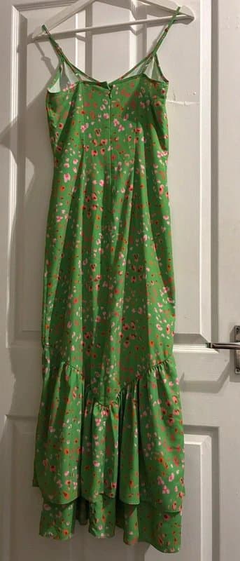 Never Fully Dressed Never Fully Dressed Green Leopard Print Midi Dress | Size 8
