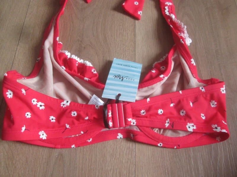 Pour Moi Pour Moi size 32DD red floral underwired no padding halter Bikini top brand new with tags