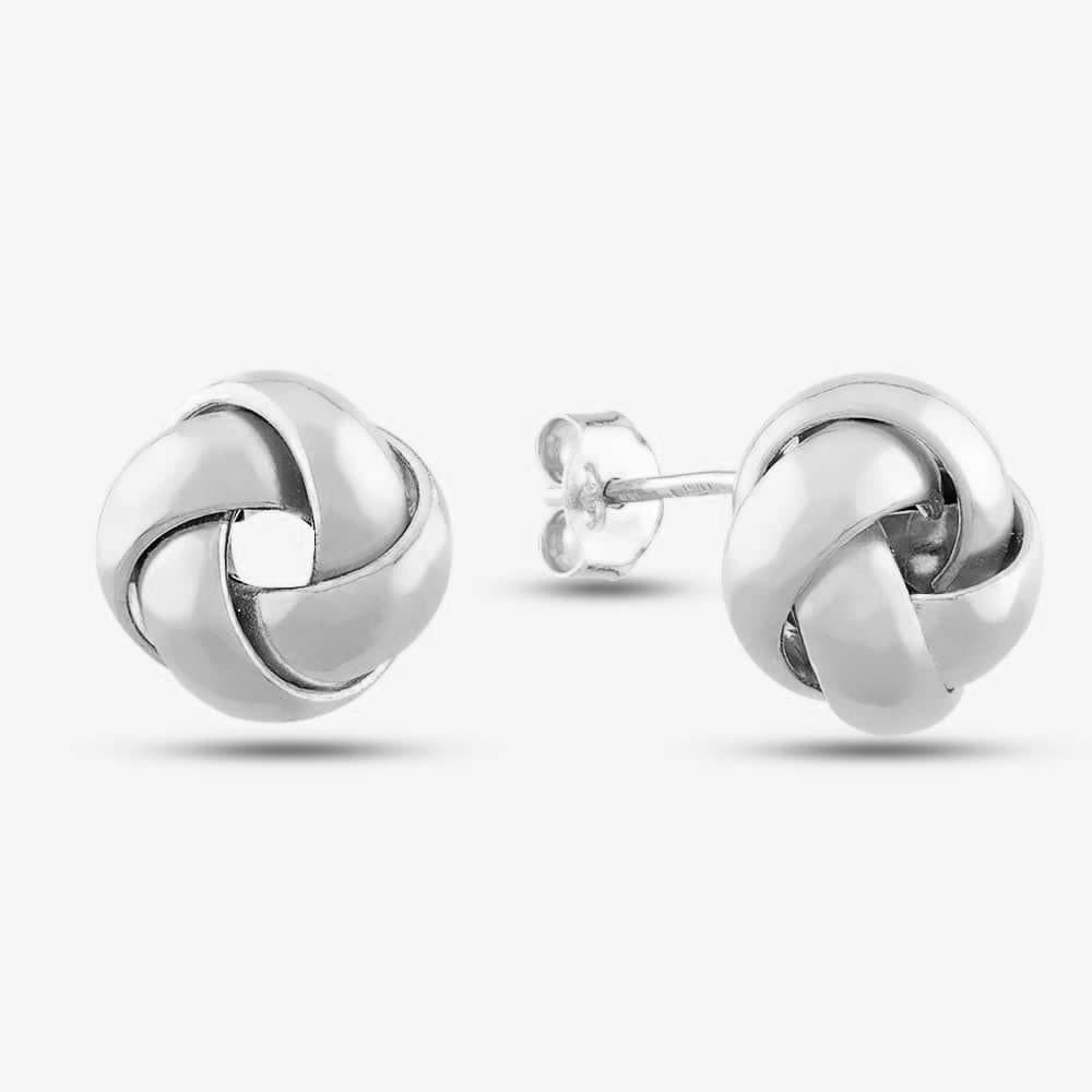 T.H.Baker T.H.Baker Silver 9ct White Gold Knot Stud Earrings