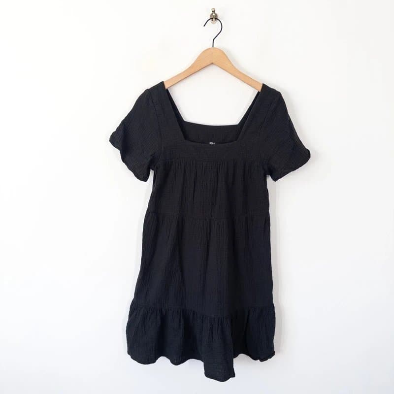 Rails Rails Valentina Dress Size XS 8 10 Black Muslin Cotton Tiered Summer RRP £180