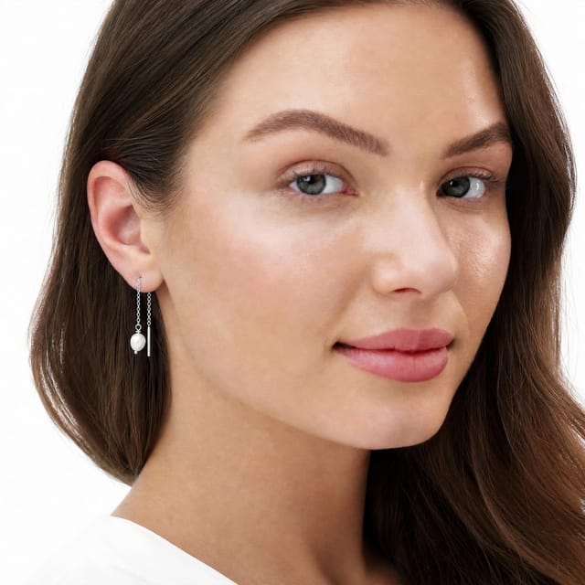 Gold Trip Gold Trip Women's Pearl Threader Earrings in Silver - 3