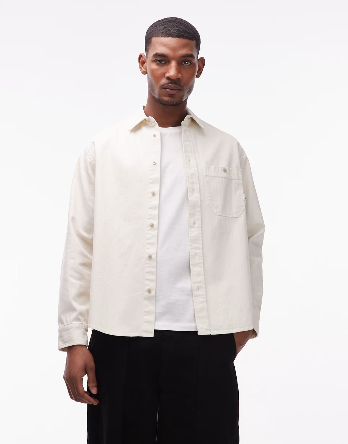 ASOS Double A By Wood Wood cooper shirt in ecru - 1