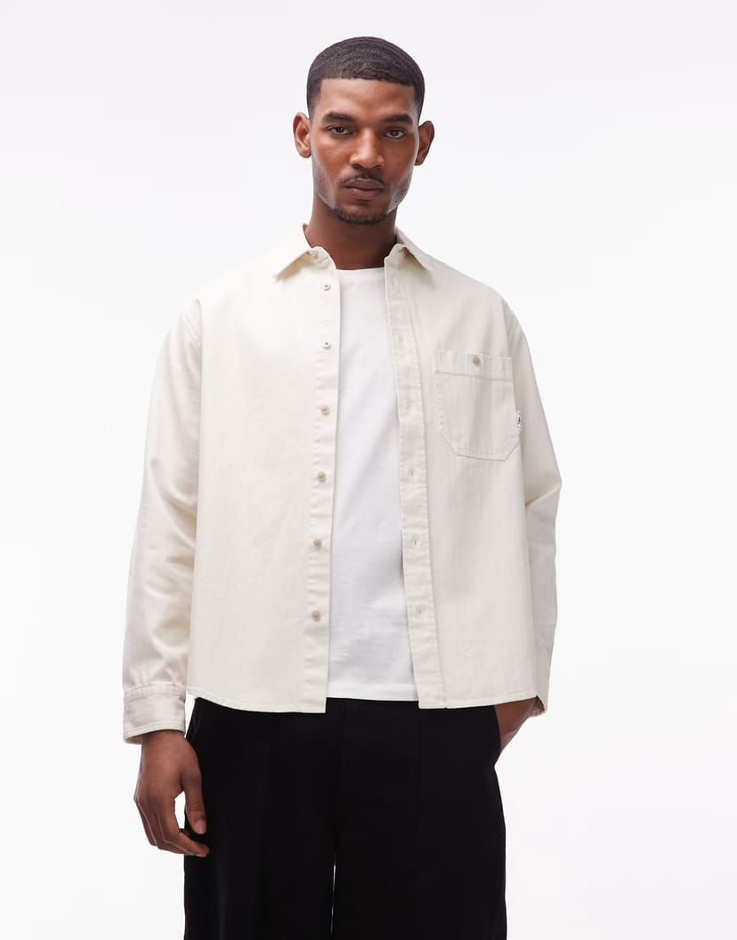 ASOS Double A By Wood Wood cooper shirt in ecru - 1
