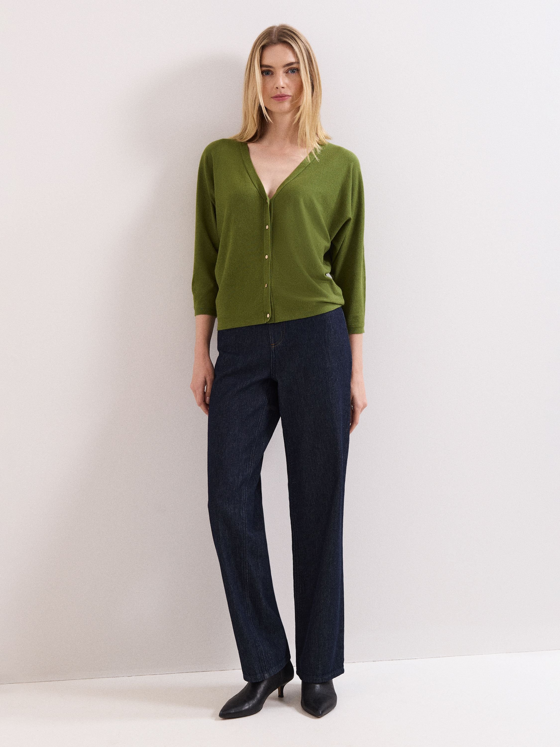 Phase Eight Phase Eight Women's Cristine V-Neck Button-Up Cardigan in Olive - 2