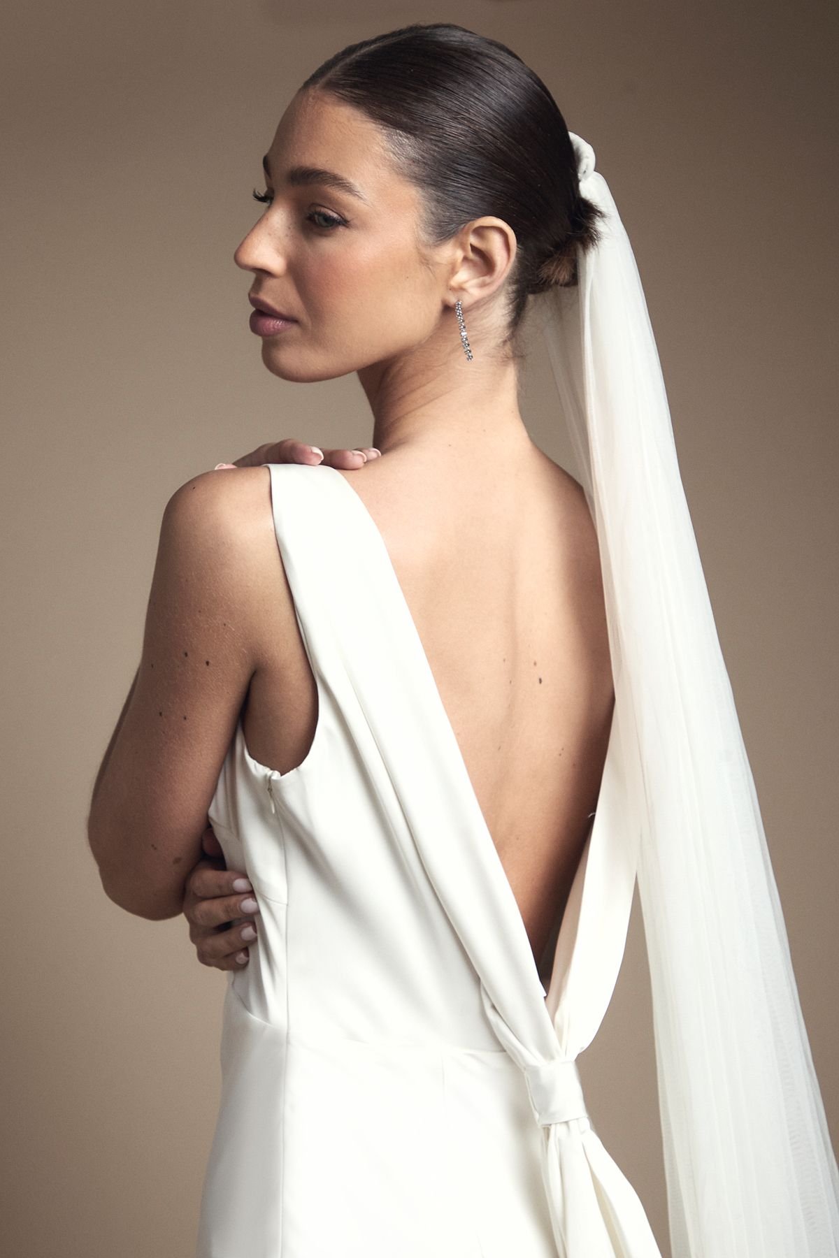 Coast Coast Women's Satin V Neck Maxi Wedding Dress with Back Sash Detail in Ivory - 4