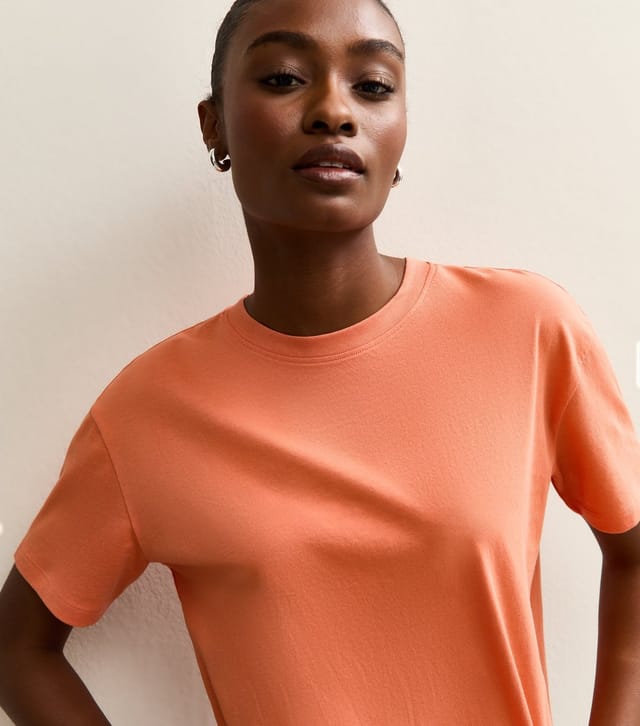 New Look Women's Dark Coral Cotton Boxy Fit T-Shirt New Look - 3