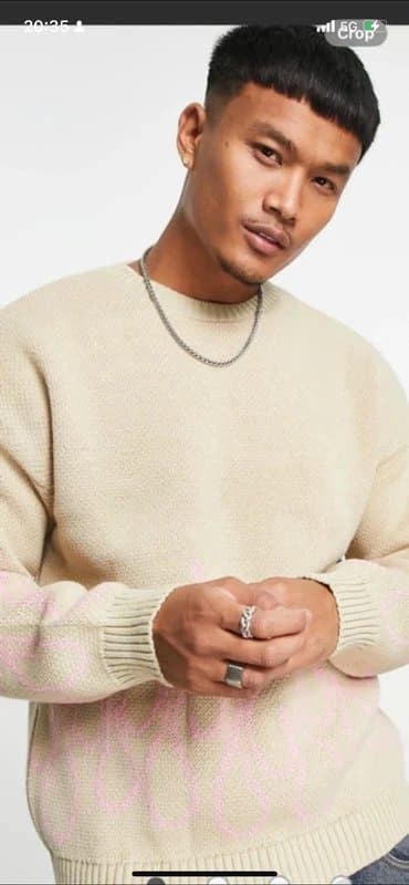 ASOS Design ASOS design beige and pink knit flame jumper