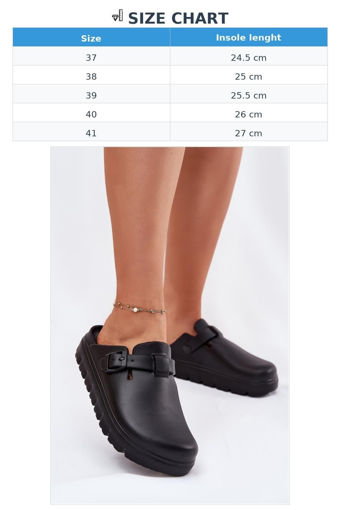 Love Lace Love Lace Women's Comfort Foam Platform Clogs With Adjustable Strap Buckle in Black - 4