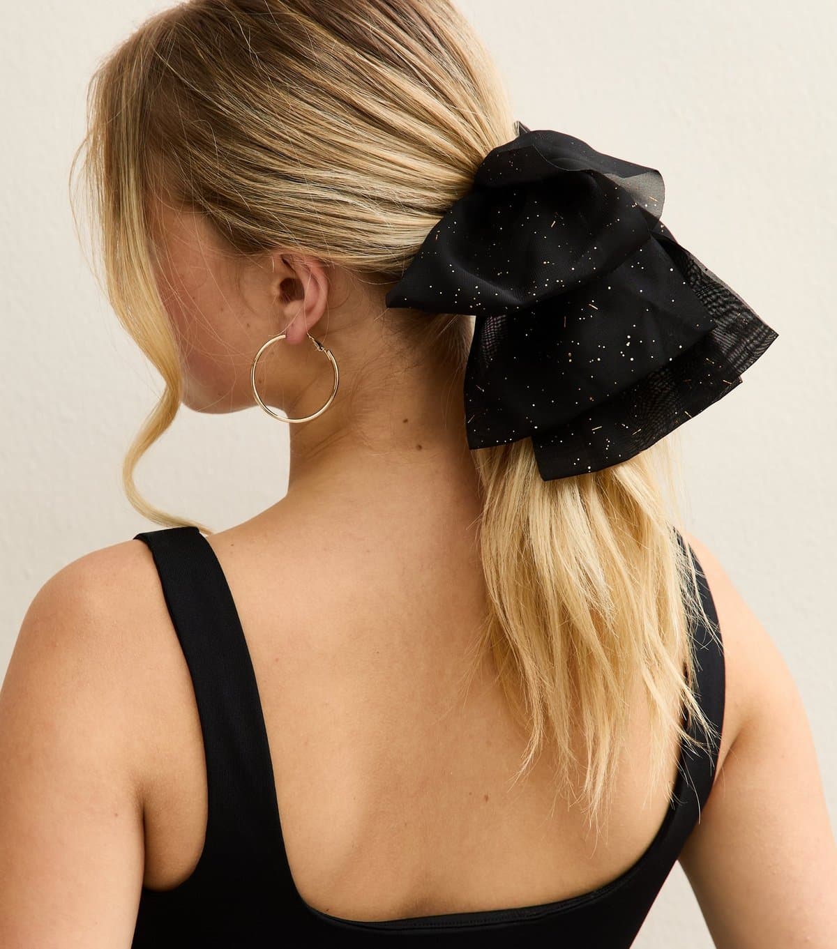 New Look Black Glitter Bow Hair Clip New Look