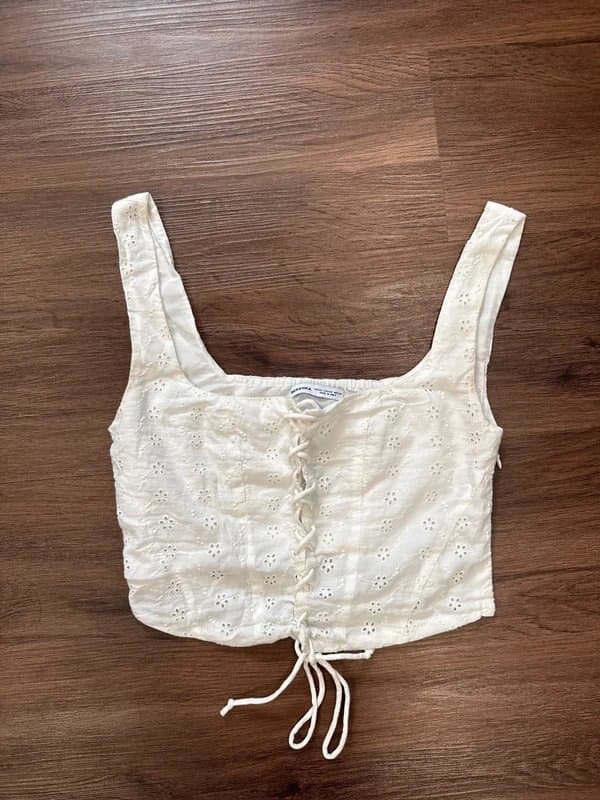Bershka bershka lace knit up top