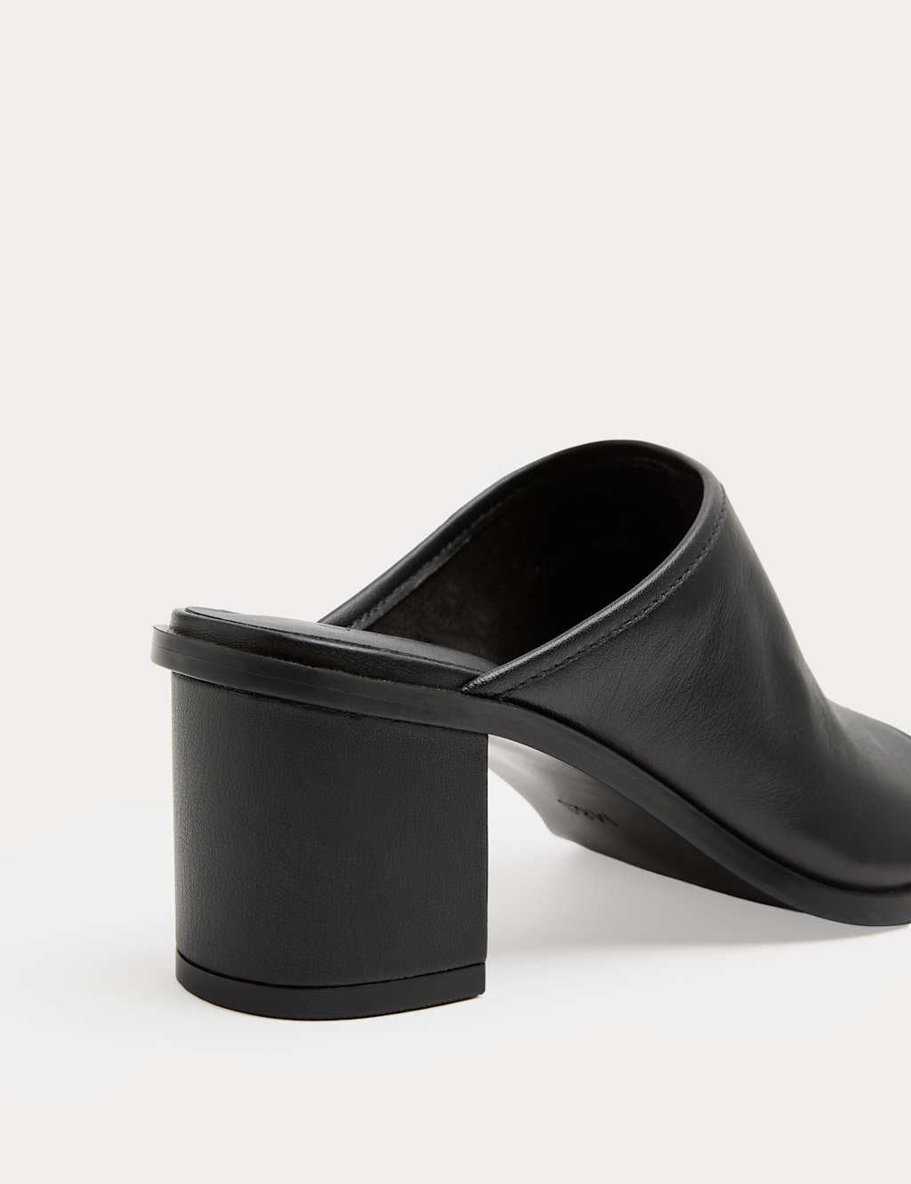 Marks & Spencer M&S Black Leather Block Heel Peep Toe Mules