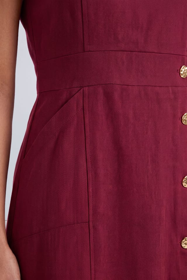 Principles Principles Women's Petite Utility Style Midi Dress in Burgundy - 3