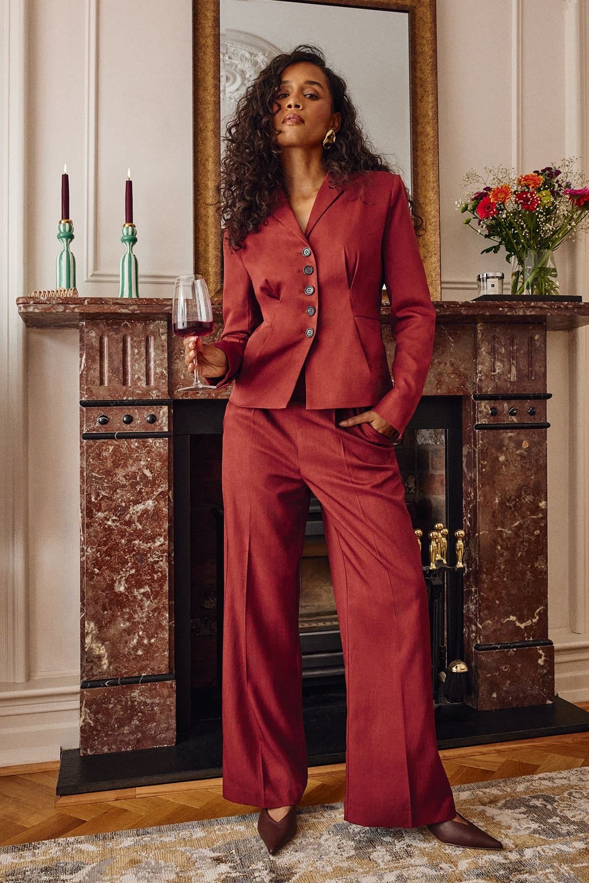 Wallis Wallis Rust Blazer with Pleat Front and Waist Binding