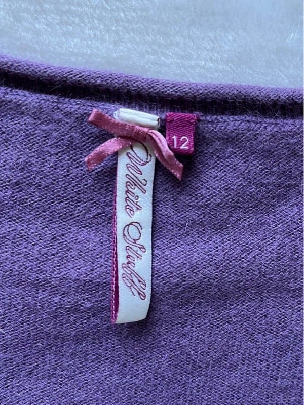 White Stuff White Stuff Sweater Jumper Wrap Style Size 10 Lilac Purple Cotton Angora VGC