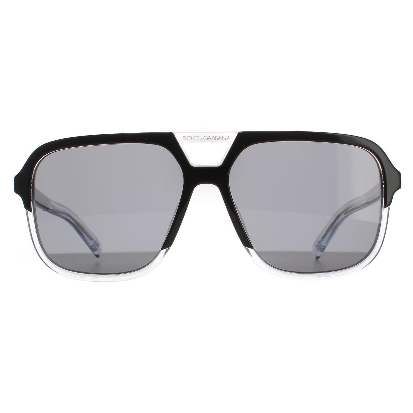 Dolce & Gabbana Dolce & Gabbana Men's Aviator Top Black on Crystal Dark Grey Polarised DG4354 Sunglasses