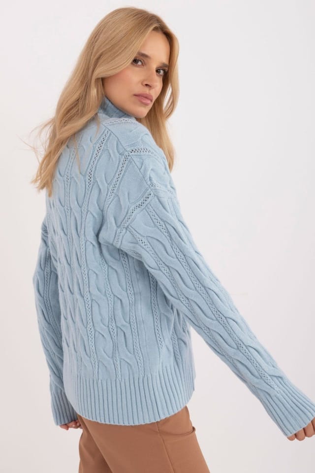 Love Lace Love Lace Women's Acrylic Polyester Polyamide Turtleneck Sweater in Blue - 3