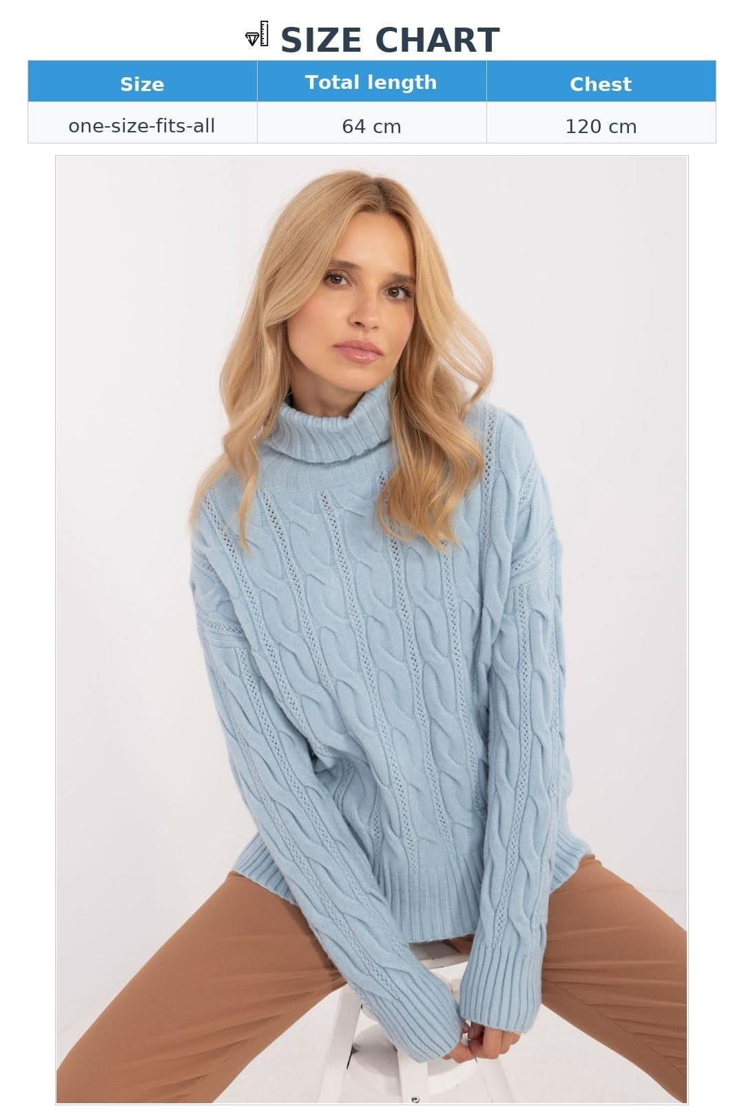 Love Lace Love Lace Women's Acrylic Polyester Polyamide Turtleneck Sweater in Blue - 4