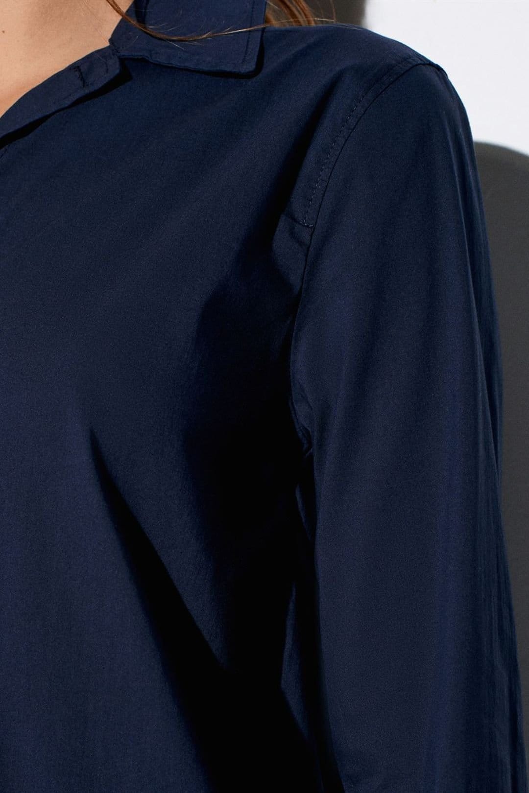 Dilvin Dilvin Women's Cut-Out Long-Sleeve Shirt in Navy - 4