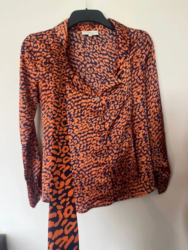 Never Fully Dressed Never fully dressed leopard print satin blouse with belt/tie size S
