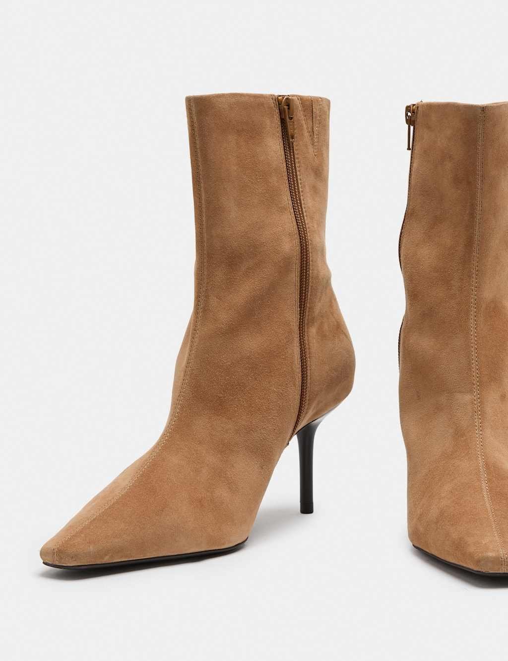 Marks & Spencer M&S Suede Stiletto Heel Chisel Toe Ankle Boots Sand - 1