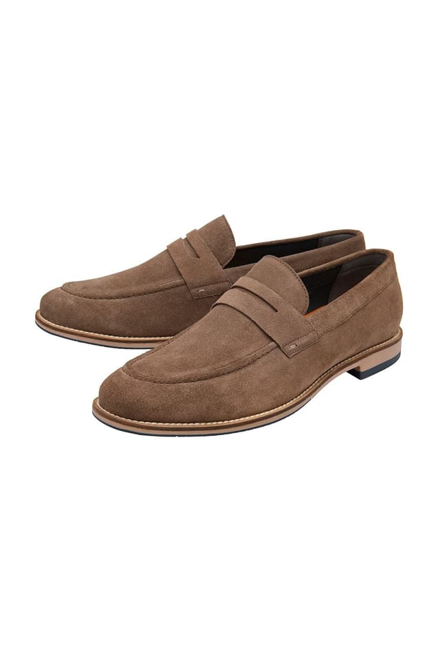 Frank Wright Frank Wright Men's Suede 'Turnbull' Penny Loafers in Light Tan - 2