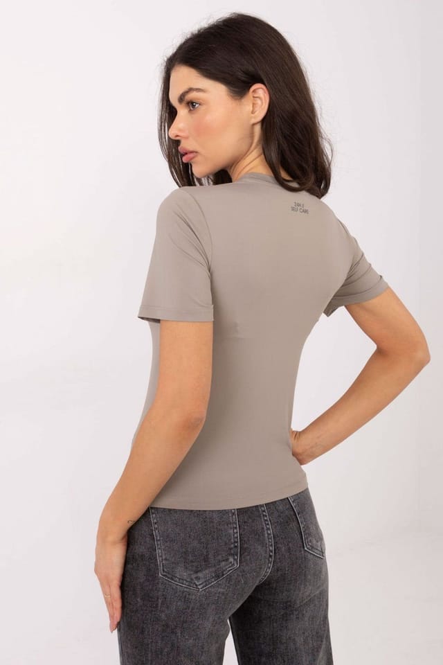 Love Lace Love Lace Women's Daily Casual Smooth Short Sleeve Blouse in Beige - 2