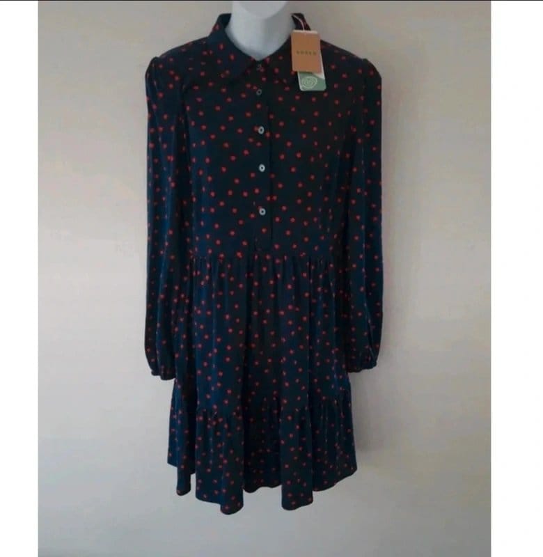 Boden Boden long sleeve polkadot midi shirt dress UK size 12 brand new with tags - 1