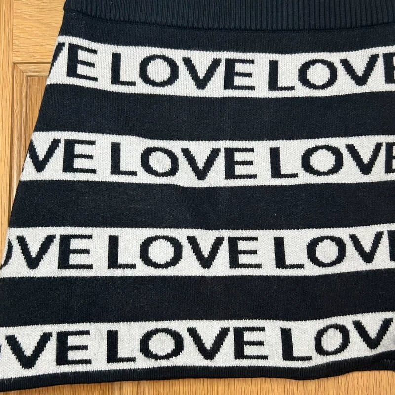 Never Fully Dressed Never Fully Dressed Black & White LOVE Knit Mini Skirt Mono - Women’s Size UK 14