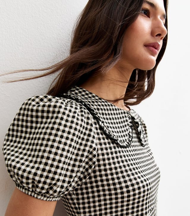 New Look Women's Black Textured Jersey Gingham Mini Dress New Look - 2