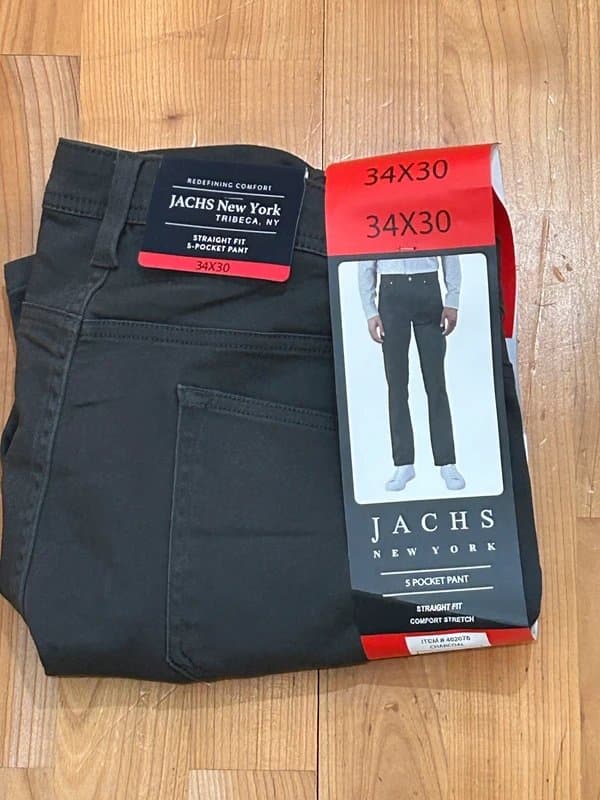 JACHS JACHS New York Straight Fit Stretch Trousers Charcoal Grey 34x30