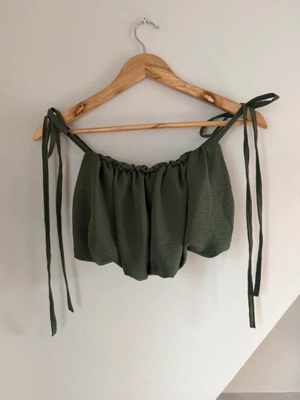 New Collection Italy Khaki Green Ruched Maxi Skirt & Tie