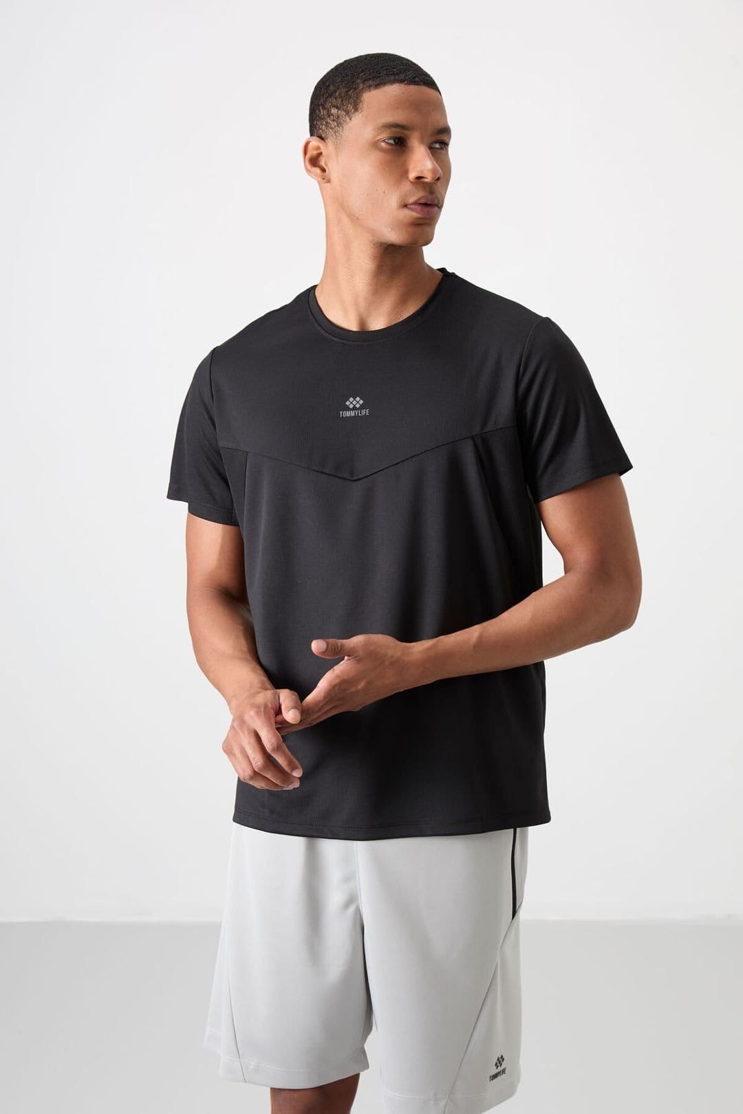 Tommy Life Tommy Life Men's Solid Polyester Crew Neck T-Shirt in Black - 4