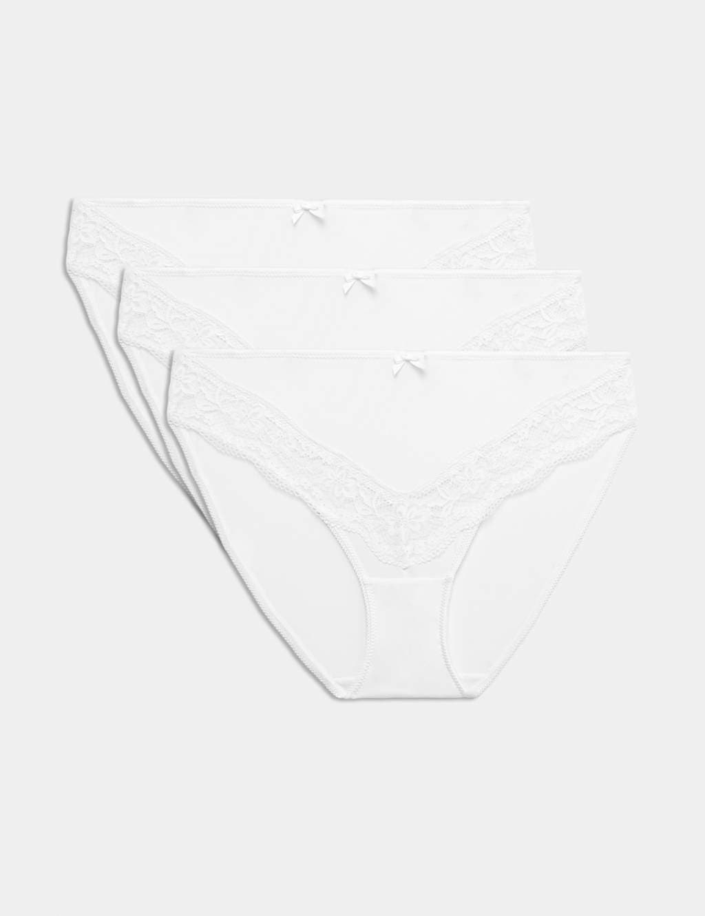 Marks & Spencer M&S 3 Pack Jasmine Lace Trim High Leg Knickers White