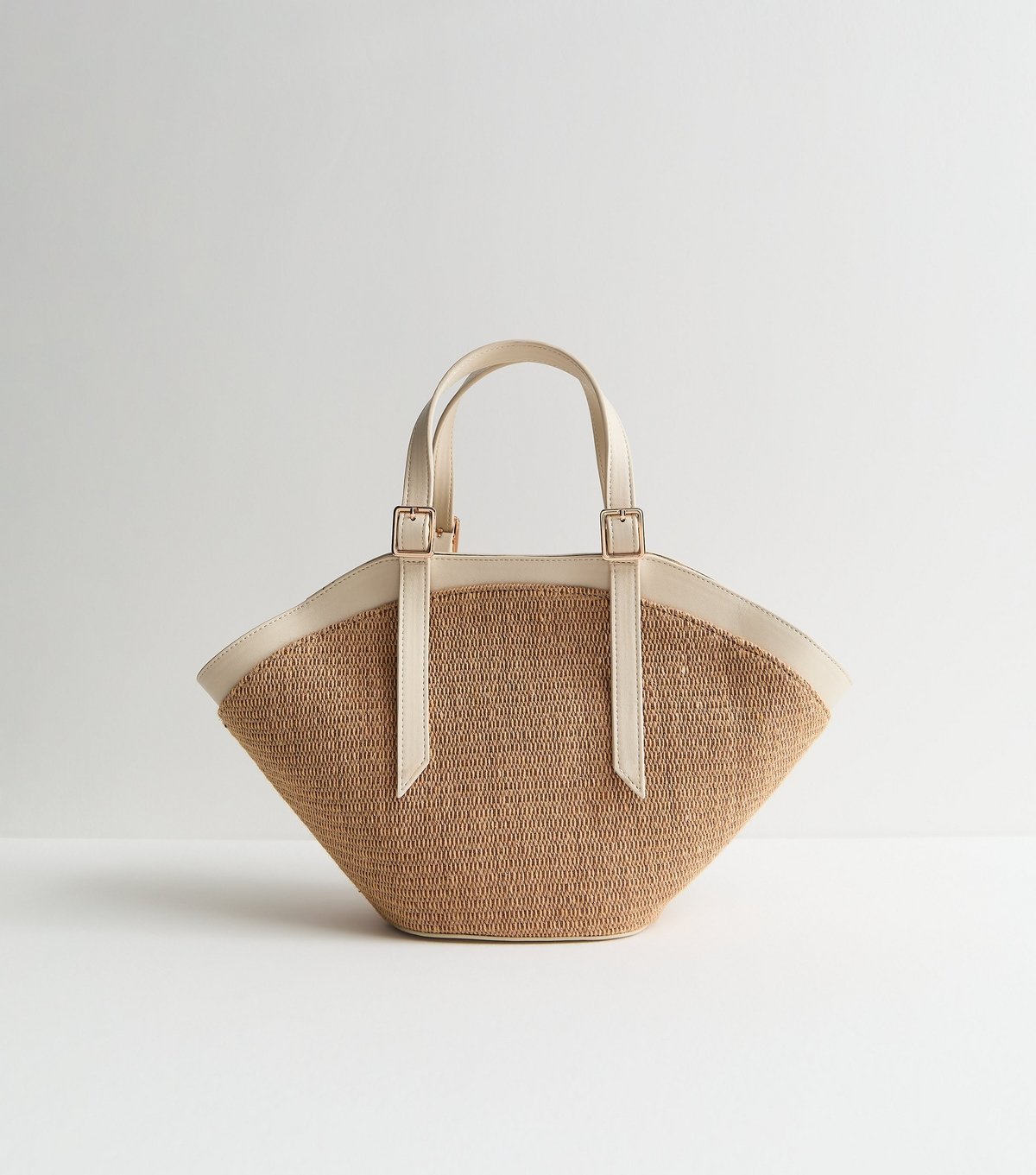 New Look Stone Woven Trapeze Handbag New Look - 1
