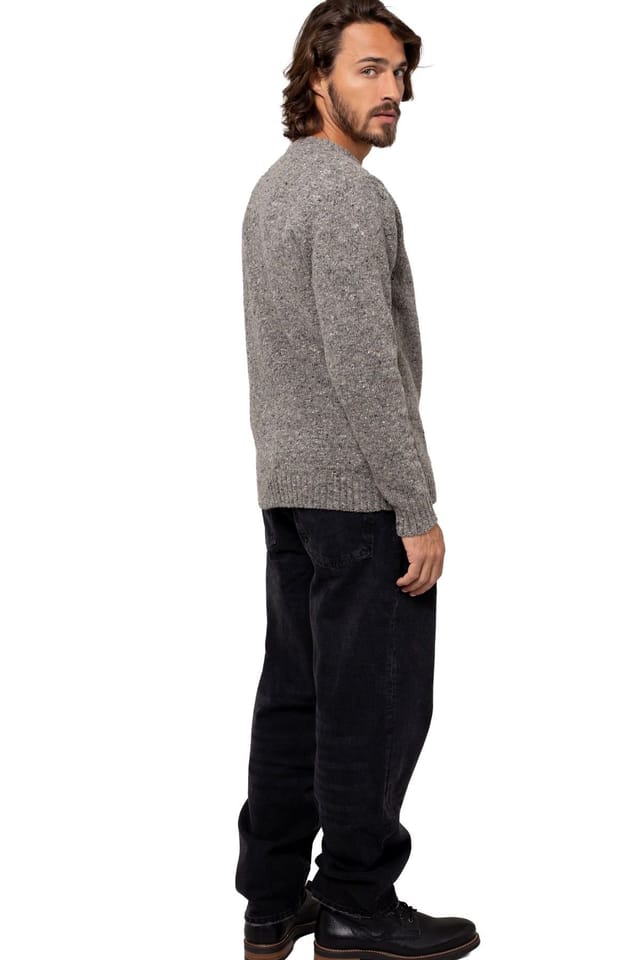 Celtic & Co Celtic & Co Men's Donegal Crew Neck Sweater in Mid Grey - 3