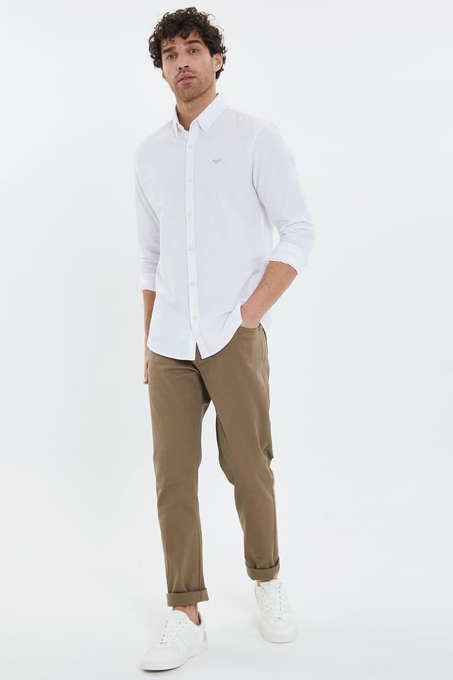 Threadbare threadbare Men's Oxford Cotton 'Beacon' Long Sleeve Shirt in White - 3