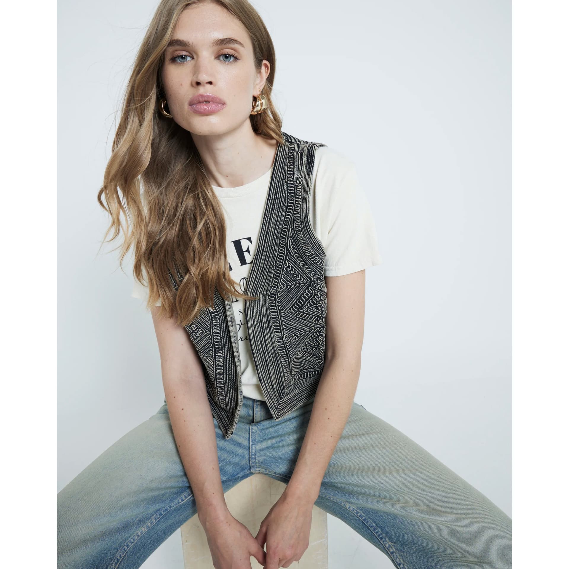 River Island River Island Womens Black Embroidered Waistcoat