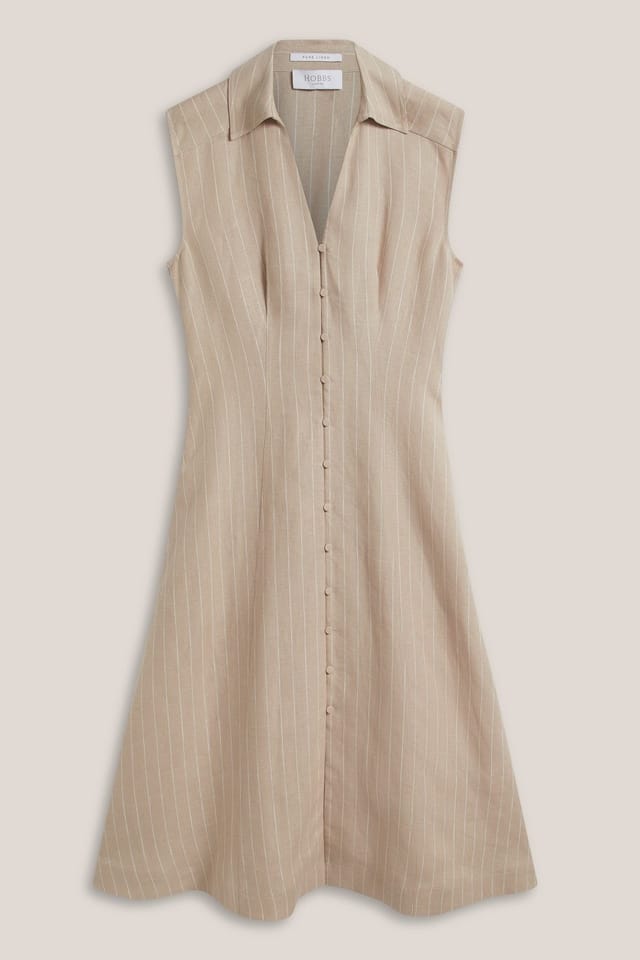 Hobbs London Hobbs London Women's Charlize Button-Front Collared Dress in Light Beige - 2