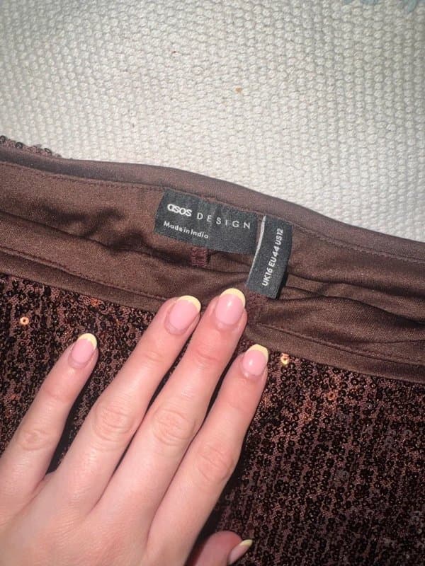 ASOS All over sequin micro mini skort in chocolate