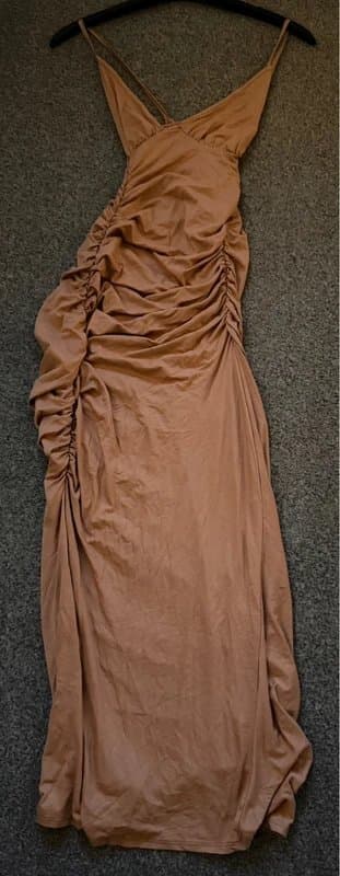 ASOS ASOS luxe camel ruched dress size 12