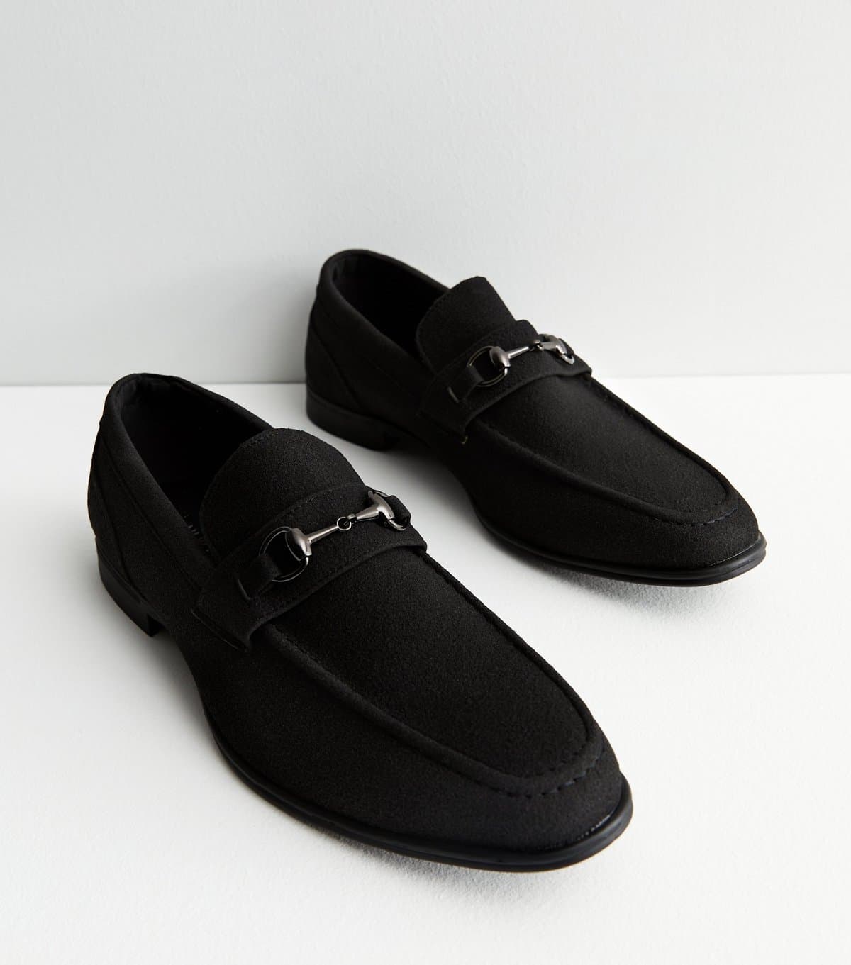 New Look Men's Black Suedette Metal Trim Rounded Loafers New Look