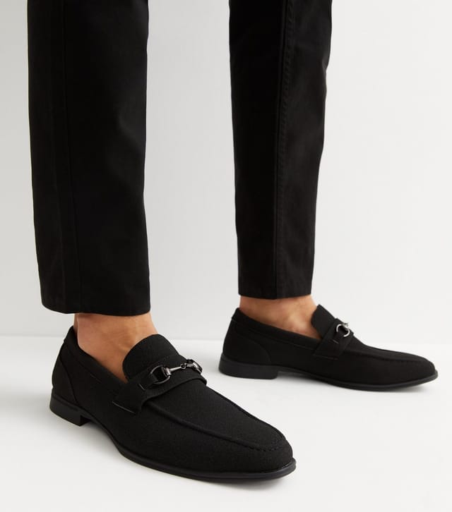 New Look Men's Black Suedette Metal Trim Rounded Loafers New Look - 2