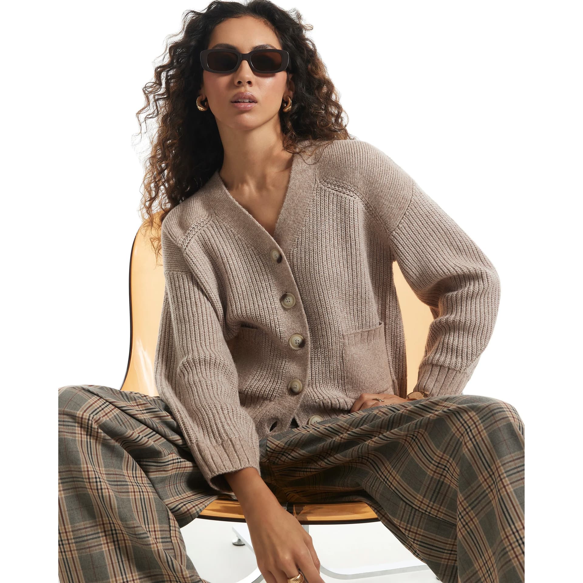 River Island River Island Womens Beige Fisherman Rib Cardigan