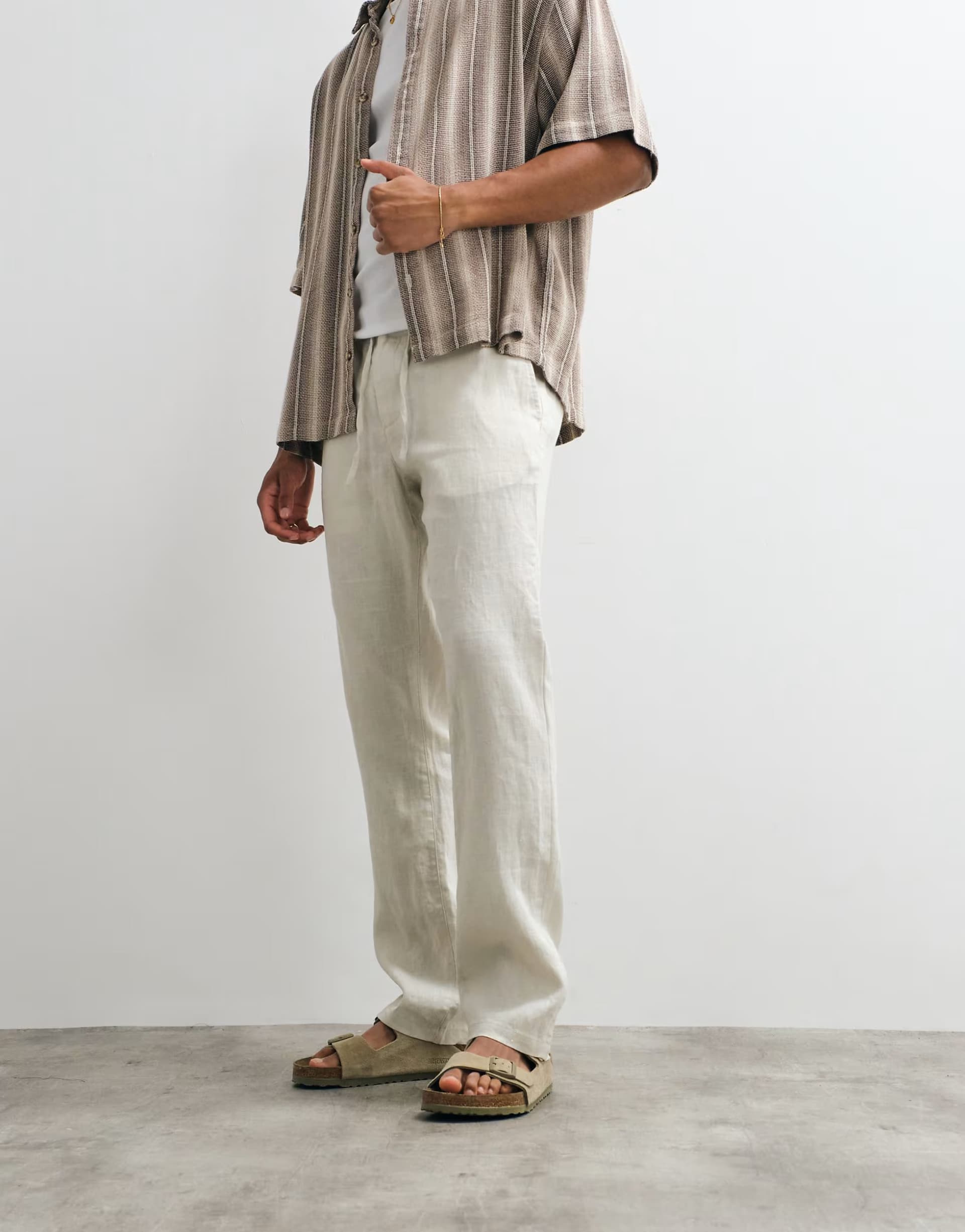 ASOS GANT Men's Regular Fit Linen Trousers in Desert Beige