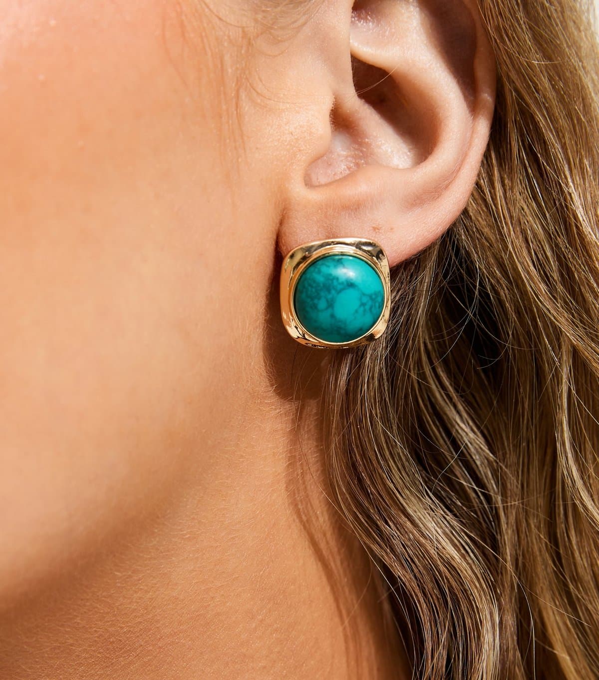 New Look New Look Turquoise Stone Square Stud Earrings