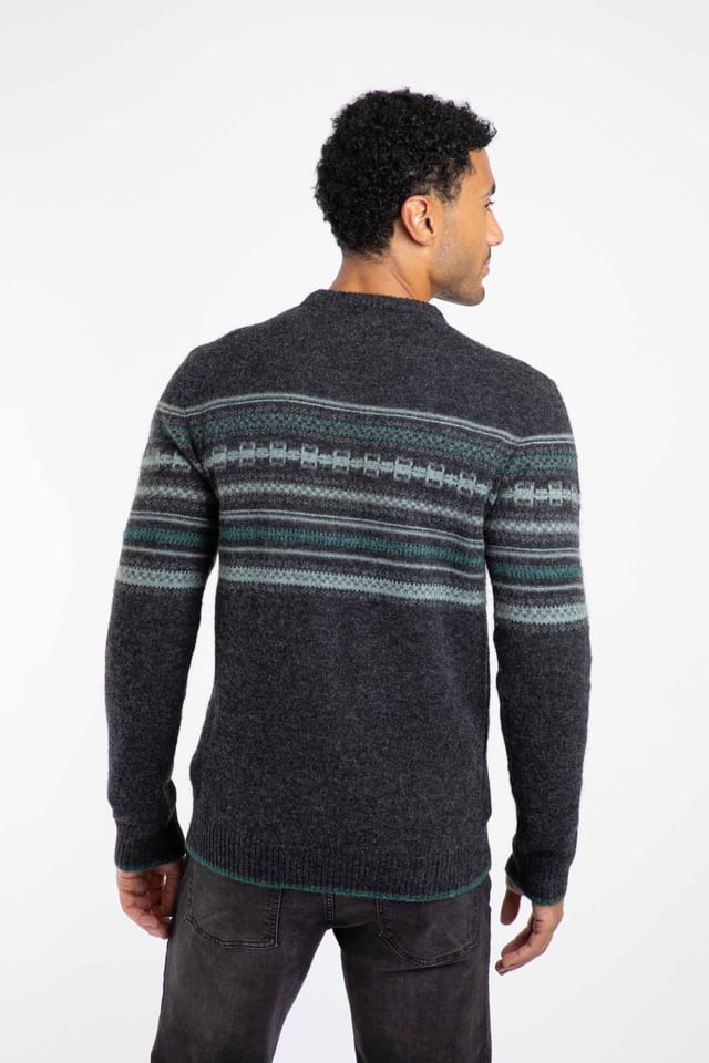 Weird Fish Weird Fish Men's Orson Fair Isle Crew Neck Jumper in Black - 3