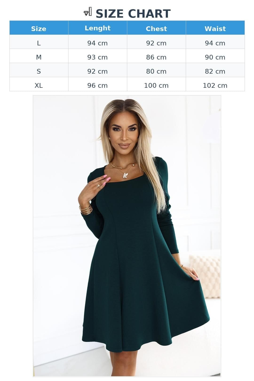 Love Lace Love Lace Women's Trapeze Knit Long Sleeve Day Dress in Green - 4